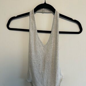 Urban Outfitters Light Gray Ribbed Bodysuit